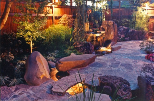 Small Garden, Small backyard, Small space, Asian garden, Koi Pond, Waterfall. Goodman Landscape