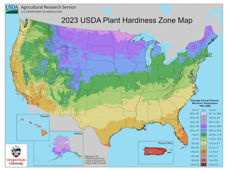 Hardiness map, USDA Map, USDA hardiness Map