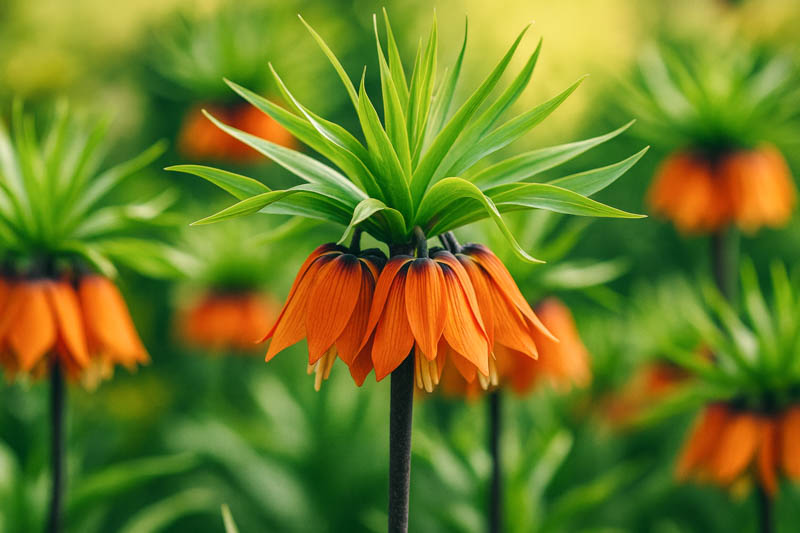 Fritillaria Imperialis, Crown Imperial, mid Spring bloom, Fritillaria Lutea Maxima, Fritillaria Rubra Maxima, late Spring bloom