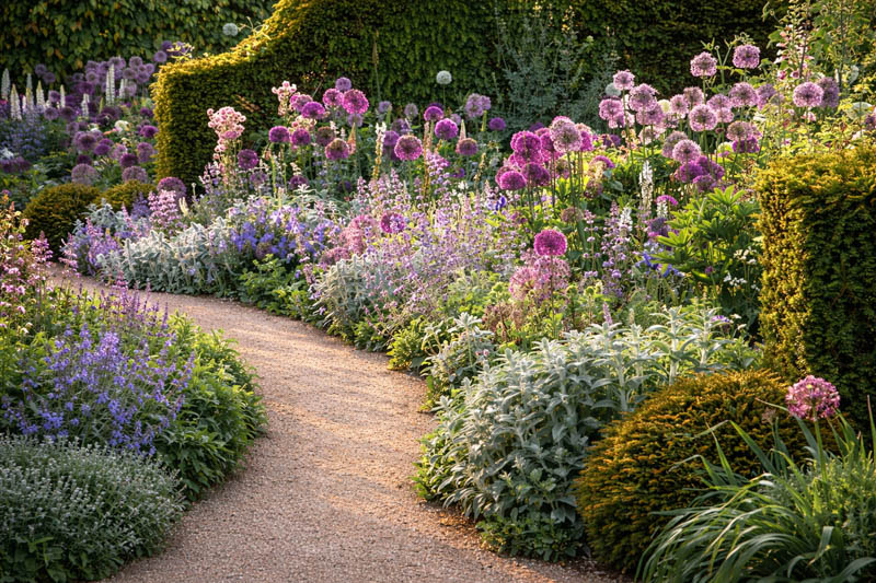 Allium Gladiator, Ornamental Onion 'Gladiator', Ornamental Garlic 'Gladiator', Spring Bulbs, Spring Flowers, Purple flowers, Late spring flowers, deer resistant flowers