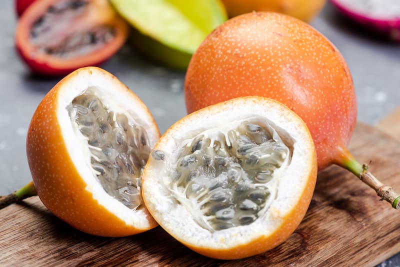 Sweet Granadilla, Granadilla, Grenadia, Water Lemon, Granada China, Sugar Fruit, Sweet Grenadilla, Passion Flower, Passiflora ligularis