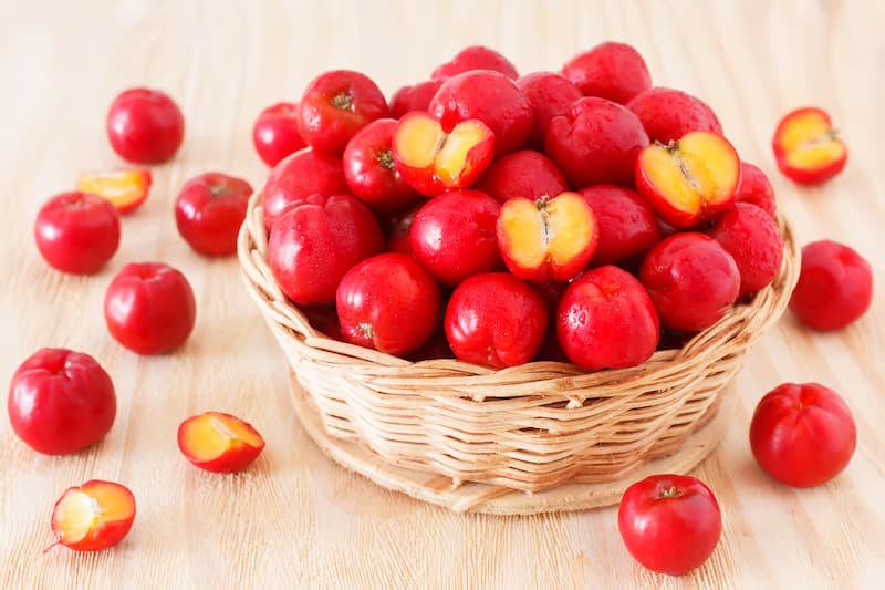 Acerola, Barbados Cherry, West Indian Cherry, Puerto Rican Cherry, Cereza, Cerise, Wild Crepe Myrtle, Malpighia emarginata