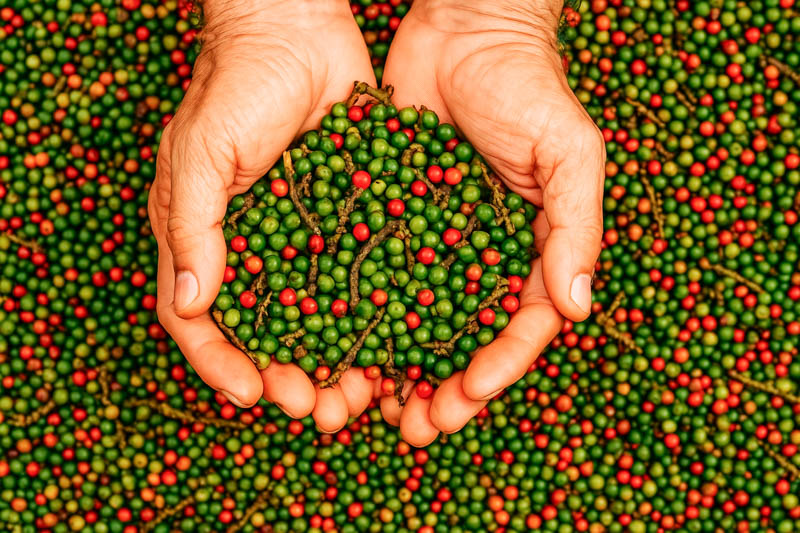 Black Pepper, White Pepper, Green Pepper, Red Pepper