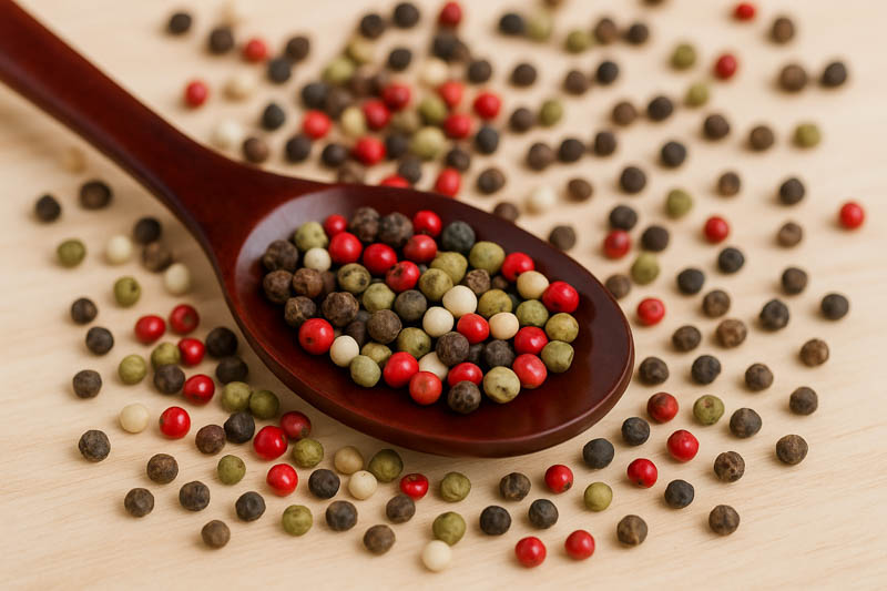 Black Pepper, White Pepper, Green Pepper, Red Pepper