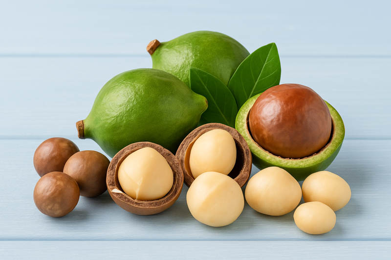 Macadamia, Macadamia nut, Queensland nut, Smooth-shelled macadamia, Bauple nut, Bush nut, Maroochi nut, Macadamia integrifolia
