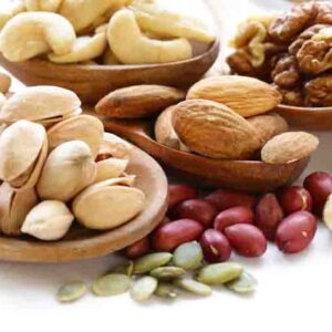 Various types of assorted nuts for healthy eating