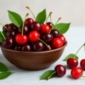 Cherries in a bowl with leaves, Are cherries good for you,