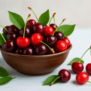 Cherries in a bowl with leaves, Are cherries good for you,