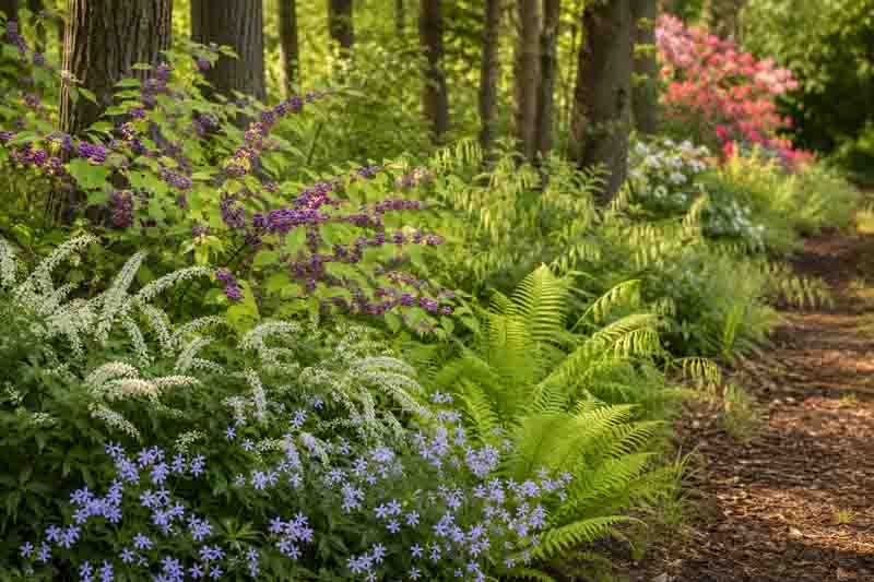 Native Woodland Shade Border with Ferns & Beautyberry