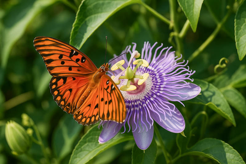Texas butterfly Host plants, Passiflora incarnata and Fritillary butterfly