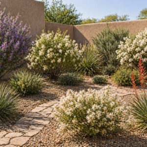 Desert Courtyard Border with Texas Sage & Apache Plume