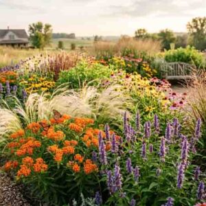 native garden, prairie garden, milkweed, asclepias, hyssop, agastache, stipa, switchgrass