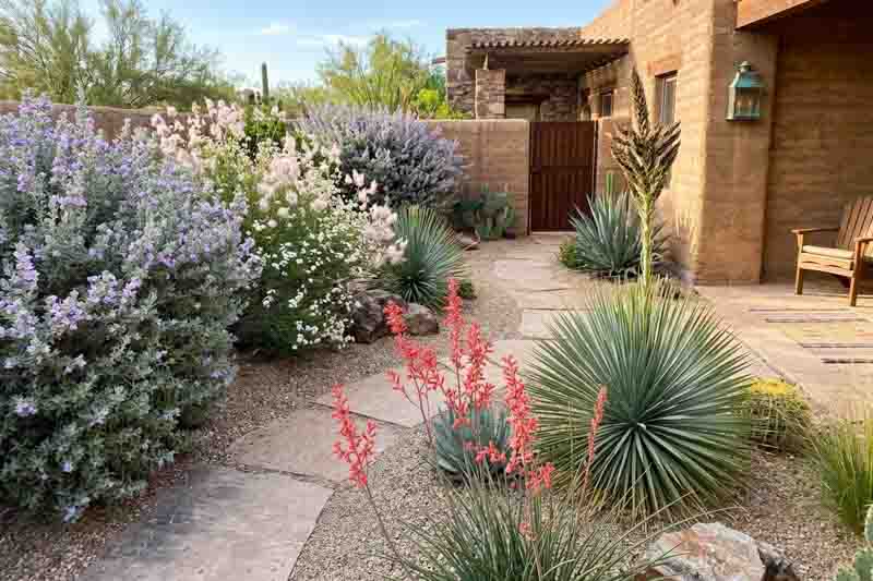 Desert Courtyard Border with Texas Sage & Apache Plume