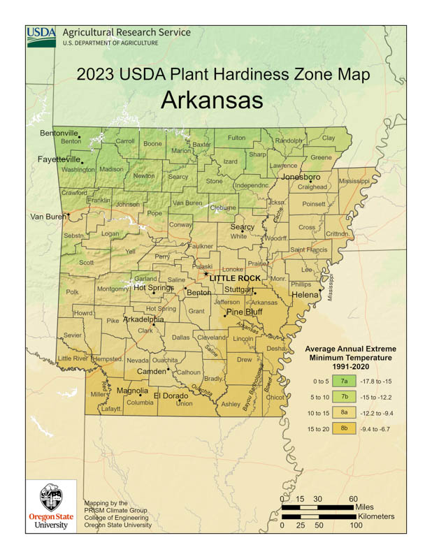 Arkansas Planting Zones, Arkansas Growing Zones, Arkansas Garden Zones, Arkansas Hardiness Zone Map