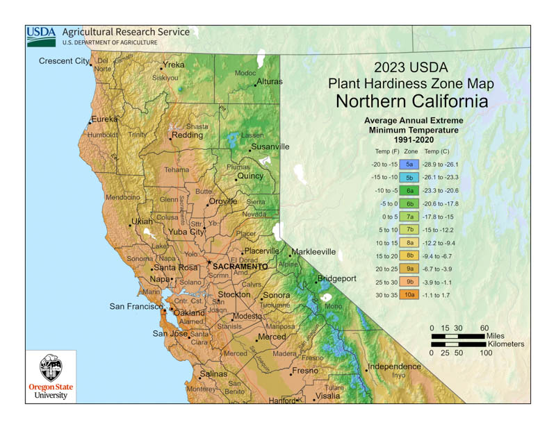 Northern California Planting Zones, Northern California Growing Zones, Northern California Garden Zones, Northern California Hardiness Zone Map