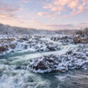 Great Falls of the Potomac River from Olmsted Island in winter. Maryland