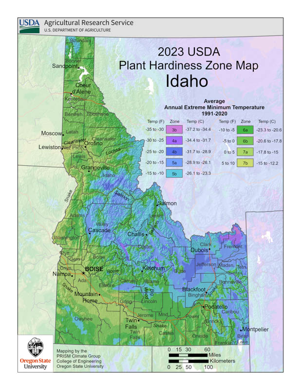 Idaho Planting Zones, Idaho Growing Zones, Idaho Garden Zones, Idaho Hardiness Zone Map