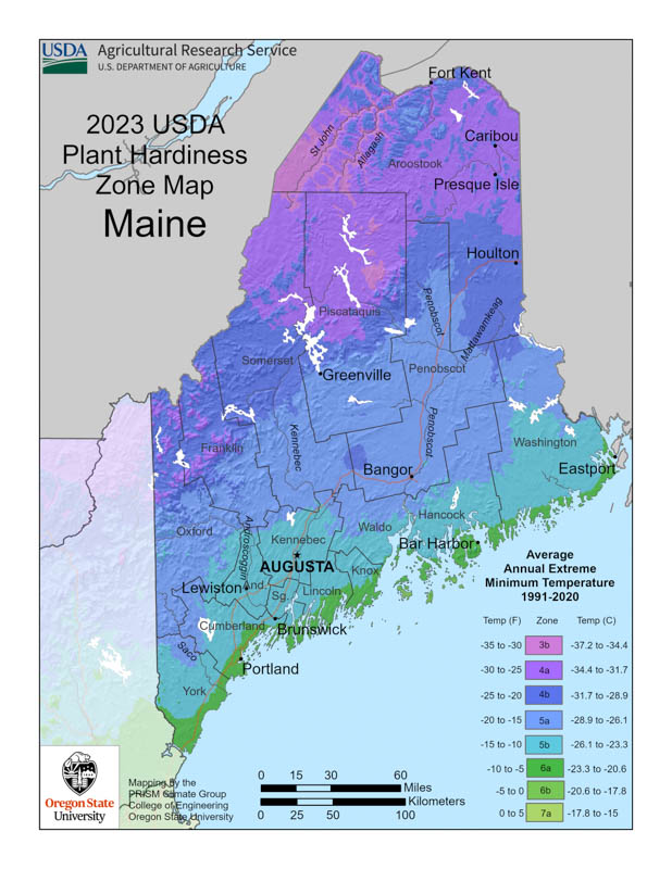 Maine Planting, Maine Growing Zones, Maine Garden Zones, Maine Hardiness Zone Map