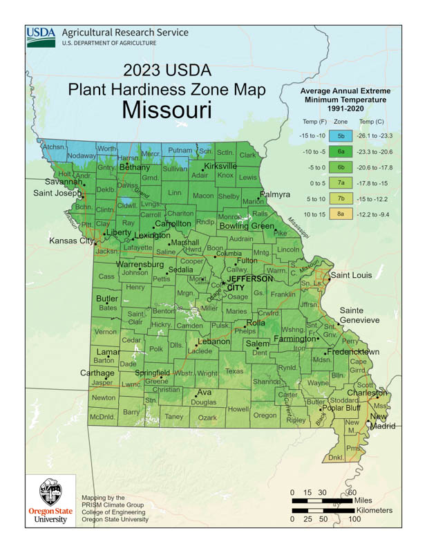 Missouri Planting, Missouri Growing Zones, Missouri Garden Zones, Missouri Hardiness Zone Map