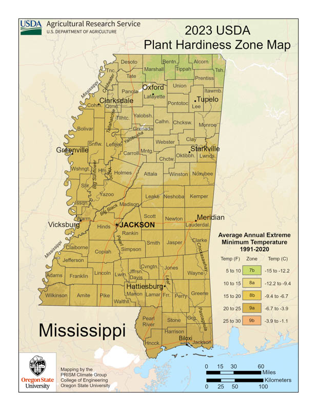 Mississippi Planting Zones, Mississippi Growing Zones, Mississippi Garden Zones, Mississippi Hardiness Zone Map