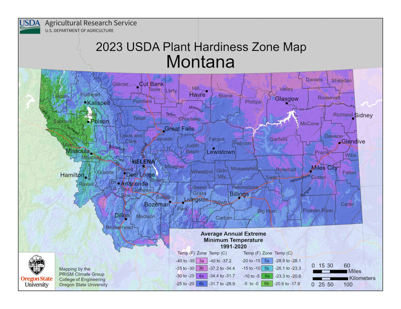 Montana Planting Zones, Montana Growing Zones, Montana Garden Zones, Montana Hardiness Zone Map