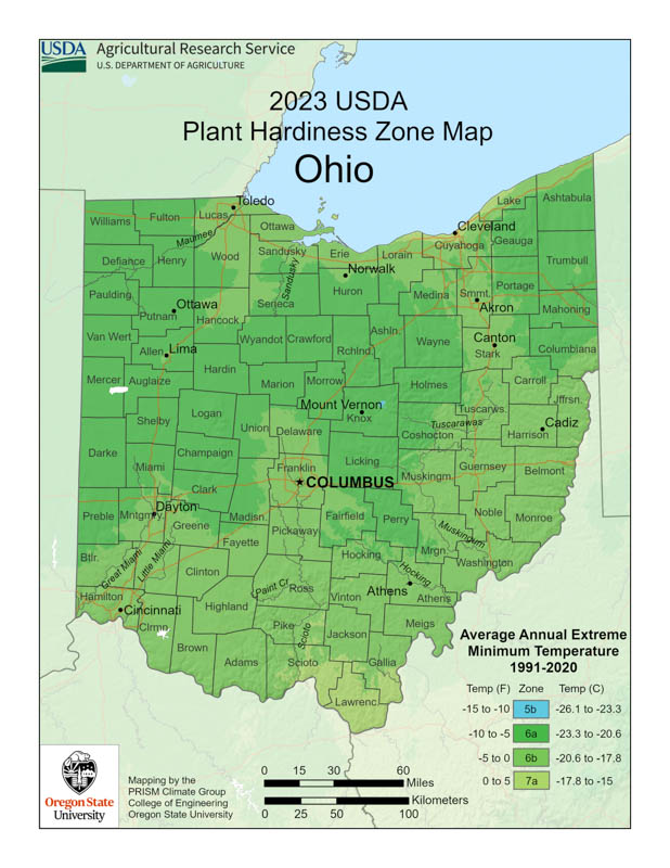 Ohio Planting, Ohio Growing Zones, Ohio Garden Zones, Ohio Hardiness Zone Map