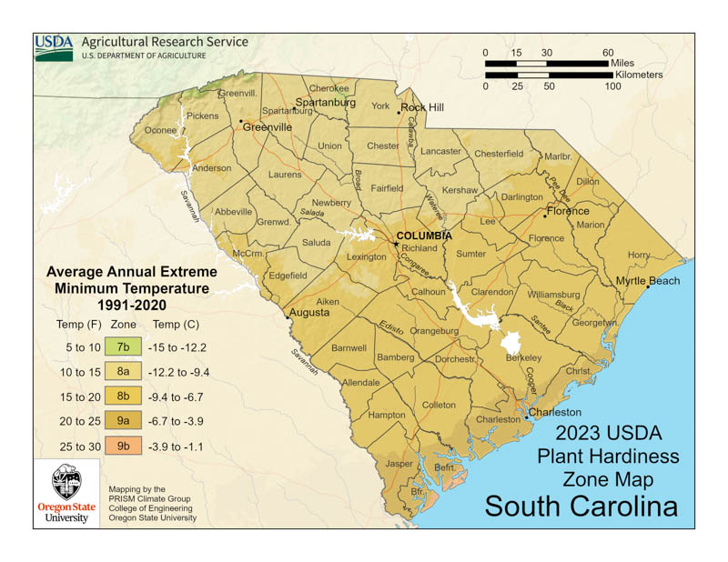 South Carolina Planting South Carolina Growing Zones, South Carolina Garden Zones, South Carolina Hardiness Zone Map