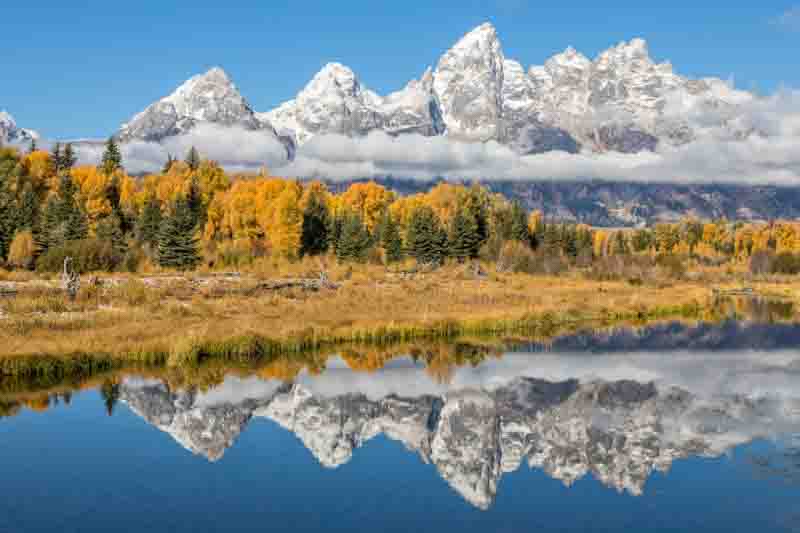 Mount Moran, Grand Tetons Wyoming. Scenic Teton Autumn Reflection