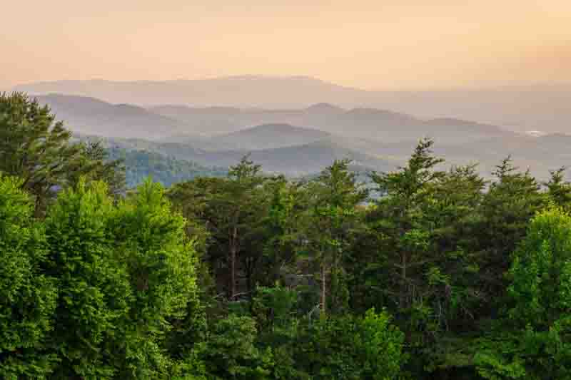Shenandoah National Park along the Blue Ridge Mountains in Virginia, USA