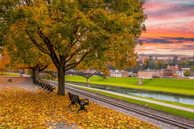 Grant Park view at autumn in Galena Town of Illinois