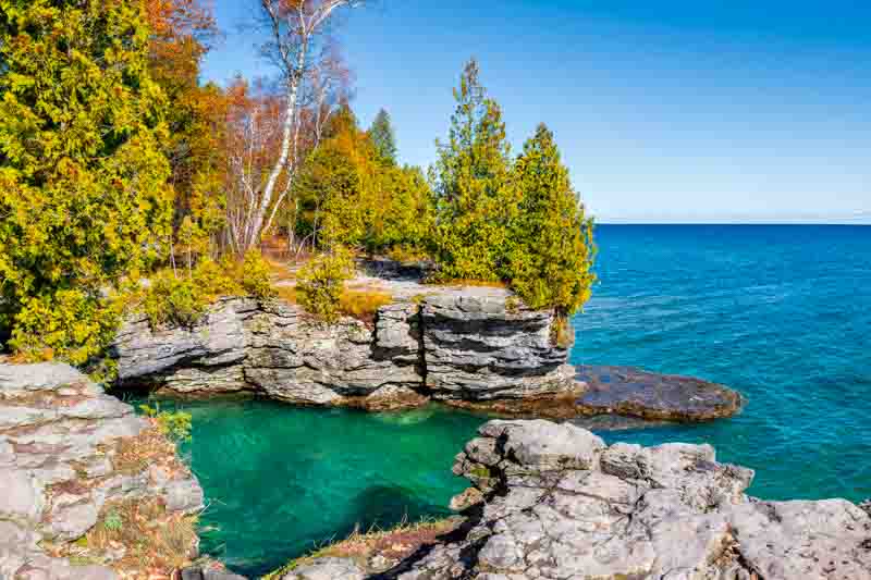 Cave Point Country Park at Door County in Wisconsin