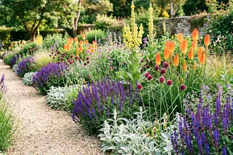 plant combination, Stachys byzantina, Kniphofia, allium sphaerocephalon