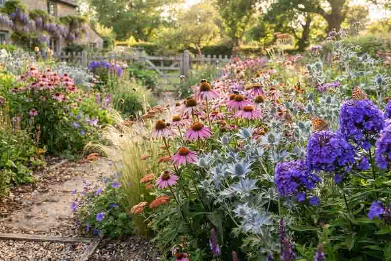 Plant Combination - echinacea purpurea, Eryngium giganteum 'Silver Ghost' and Phlox paniculata 'Blue Evening'