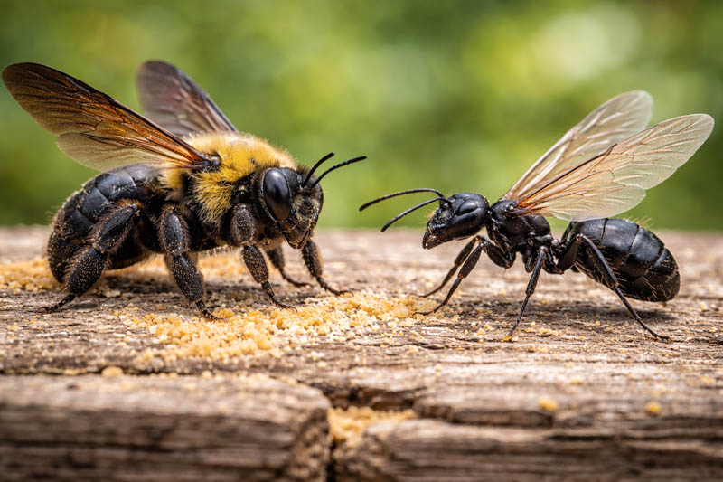 Carpenter Bee vs carpenter ant