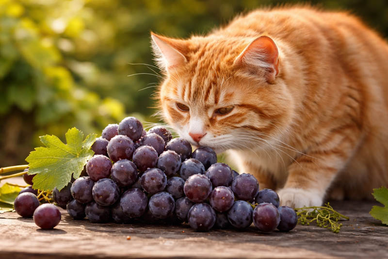 Can cats eat grapes, Curious cat and forbidden grapes