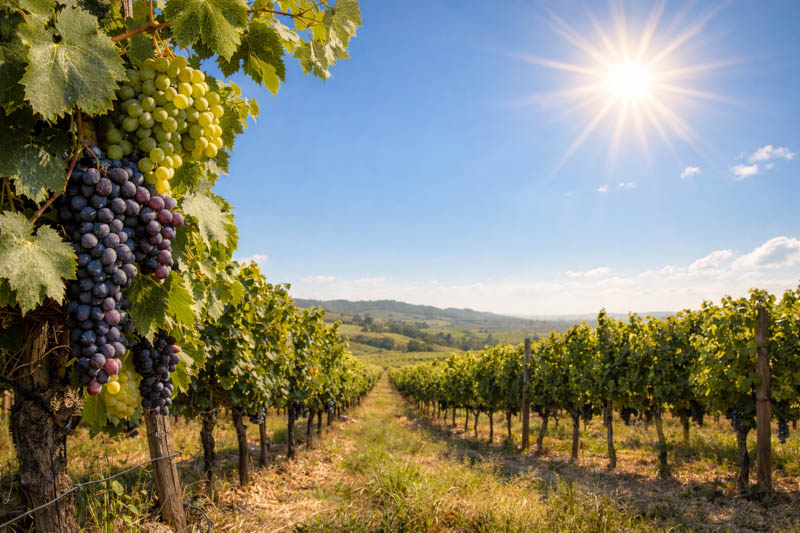 Do Grapes Need Full Sun? Sunny vineyard