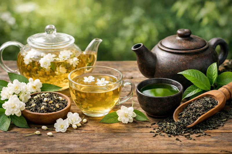 Jasmine tea and green tea comparison