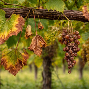 Pierce's disease in a vineyard vine