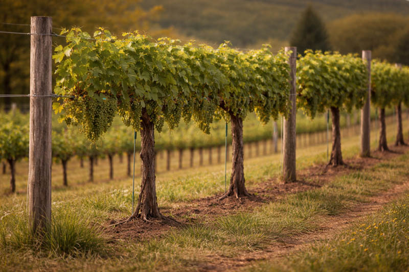 Two-Wire Vertical Trellis for Organized Bunch Grapes