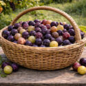 Best Grapes for Humid Eastern Gardens, Muscadine grapes in a woven basket