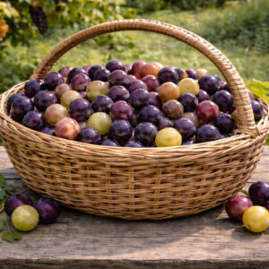 Best Grapes for Humid Eastern Gardens, Muscadine grapes in a woven basket