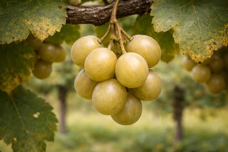 Golden Tara muscadine grapes on the vine
