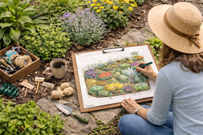 Mapping a colorful garden design