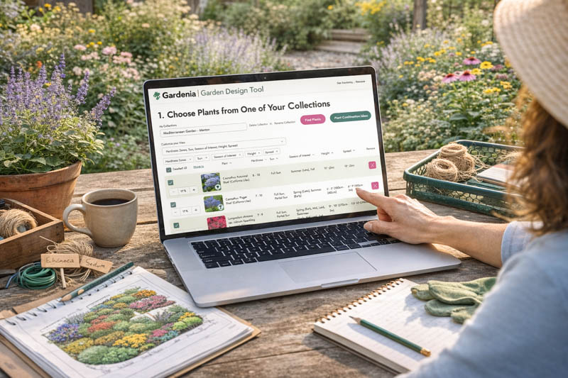 Outdoor garden planning with Gardenia design tool