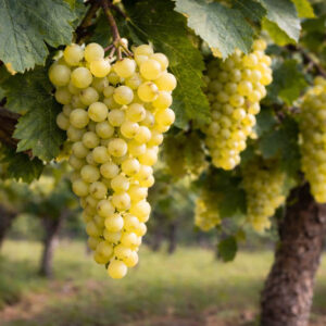 Sunlit Muscat of Alexandria grapes