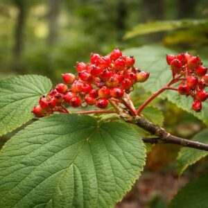 Viburnum lantanoides berries, Hobblebush berries, Vibrant red berries in the woods, Witch-hobble, Alder-leaved Viburnum, Moosewood