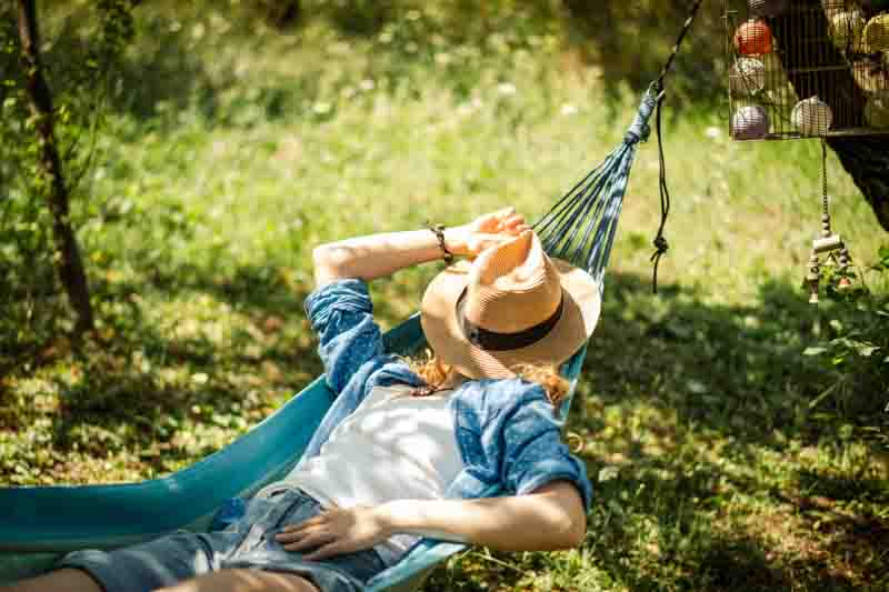 Low maintenance garden, Relaxing in a garden hammock