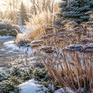 Sedum in winter garden