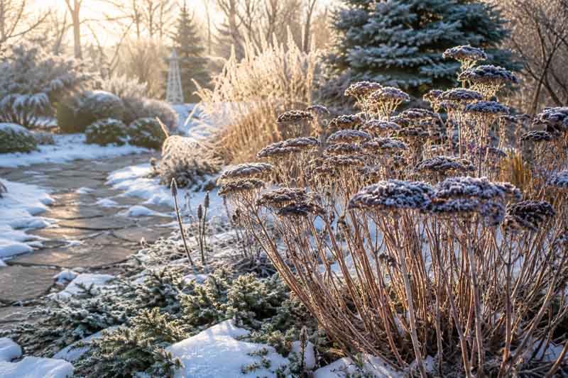 Sedum in winter garden