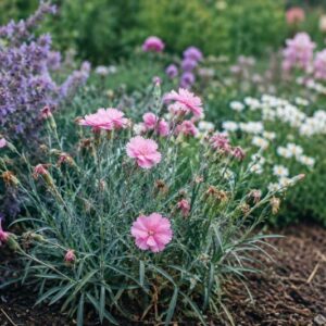 Why Aren’t My Pinks Flowering, Pink dianthus blooms in garden setting
